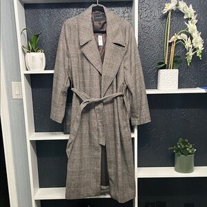 Banana Republic Classic Plaid Trench Coat - Brown/Gray XL NWT
